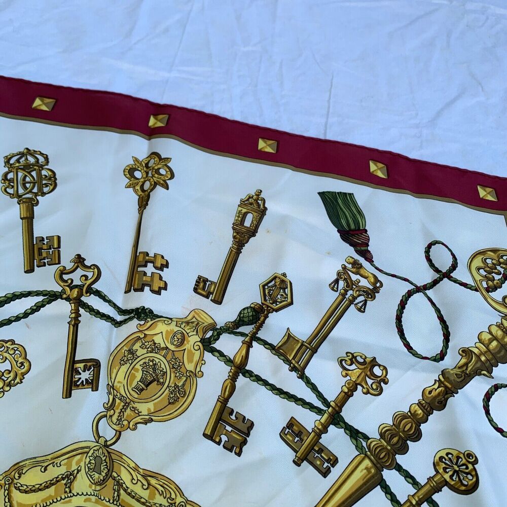 Vintage HERMÈS Keys Les Cles 100% Silk Square Scarf Womens 34” - Picture 5 of 9